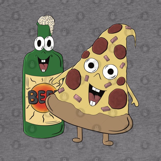 Bob The Beer And Patrick Pizza - Pizza and Beer illustration by Funky Chik’n